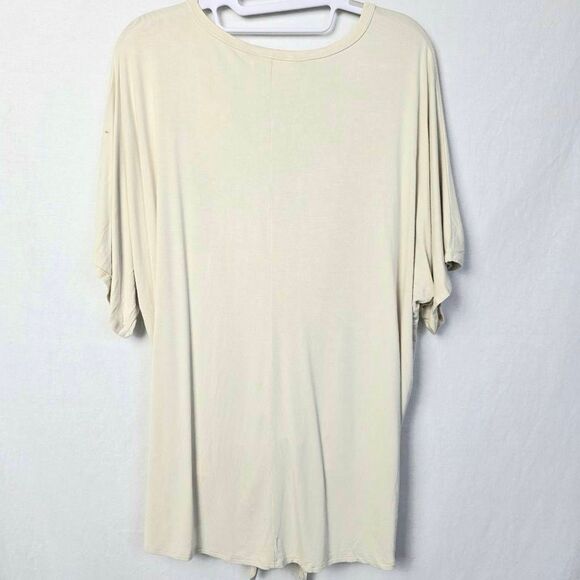 Zenana Cream Tie Front V-Neck Top S - Picture 4 of 5